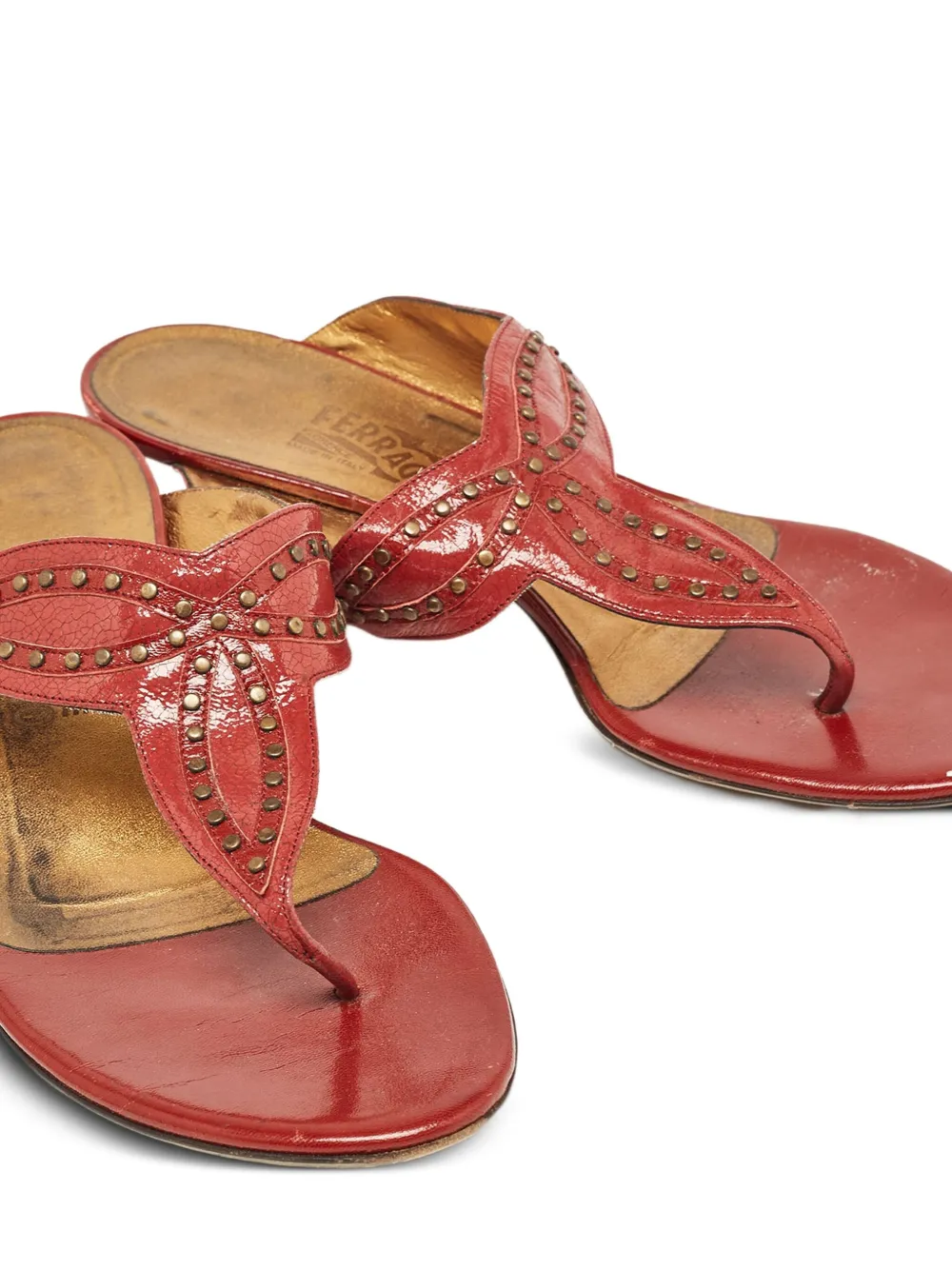 Pre-owned Ferragamo 50mm Leather Sandals In Red