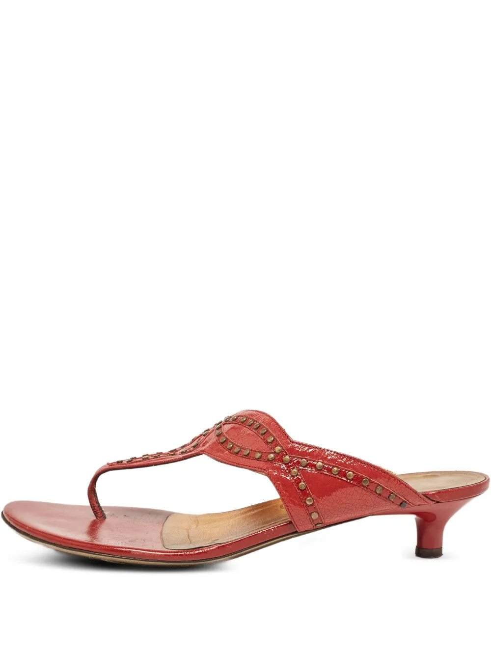 Pre-owned Ferragamo 50mm Leather Sandals In Red