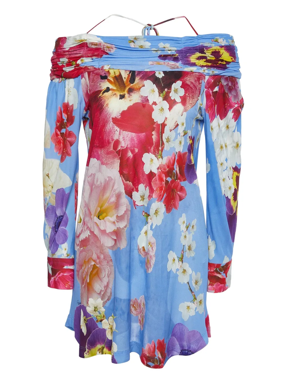 pre-owned off-shoulder floral-print blouse