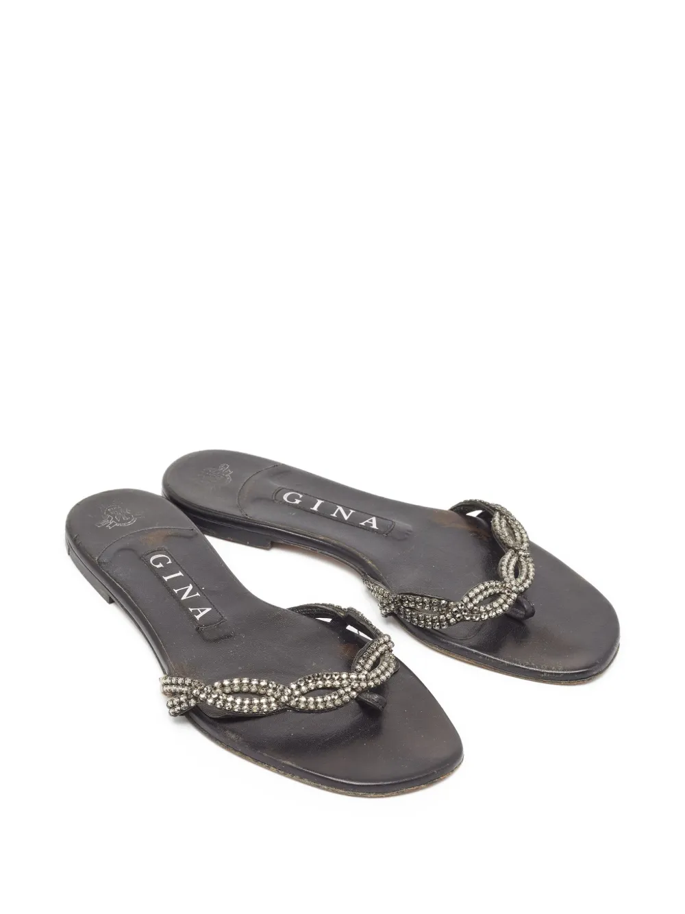 Gina pre-owned rhinestone-embellished flat sandals | Image 2