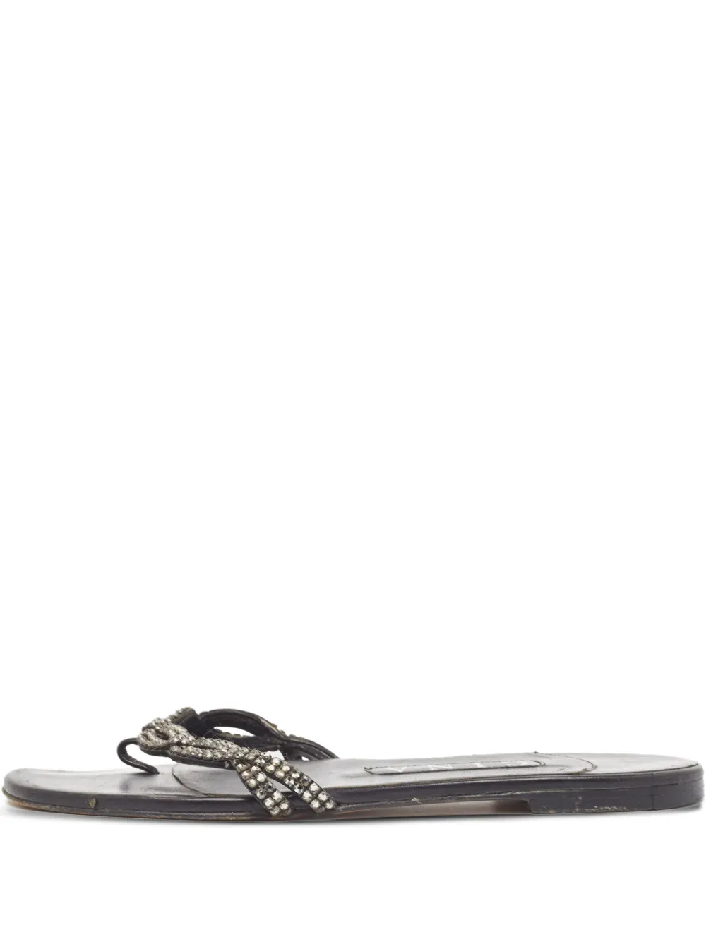 Gina pre-owned rhinestone-embellished flat sandals | Black | Image 1