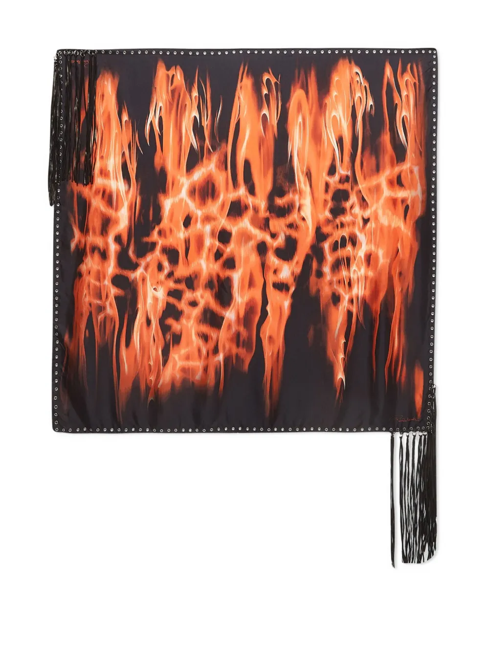 Roberto Cavalli Vintage mascada con llamas estampadas | negro | Image 1