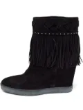 Le Silla pre-owned 95mm fringed wedge ankle boots - Black