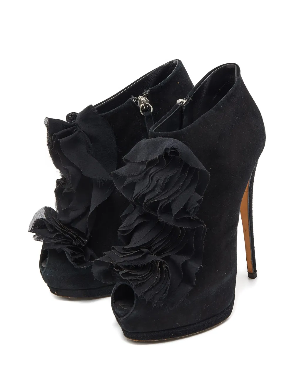 Giuseppe Zanotti Vintage Pre-owned 150mm ruffled platform boots - Zwart
