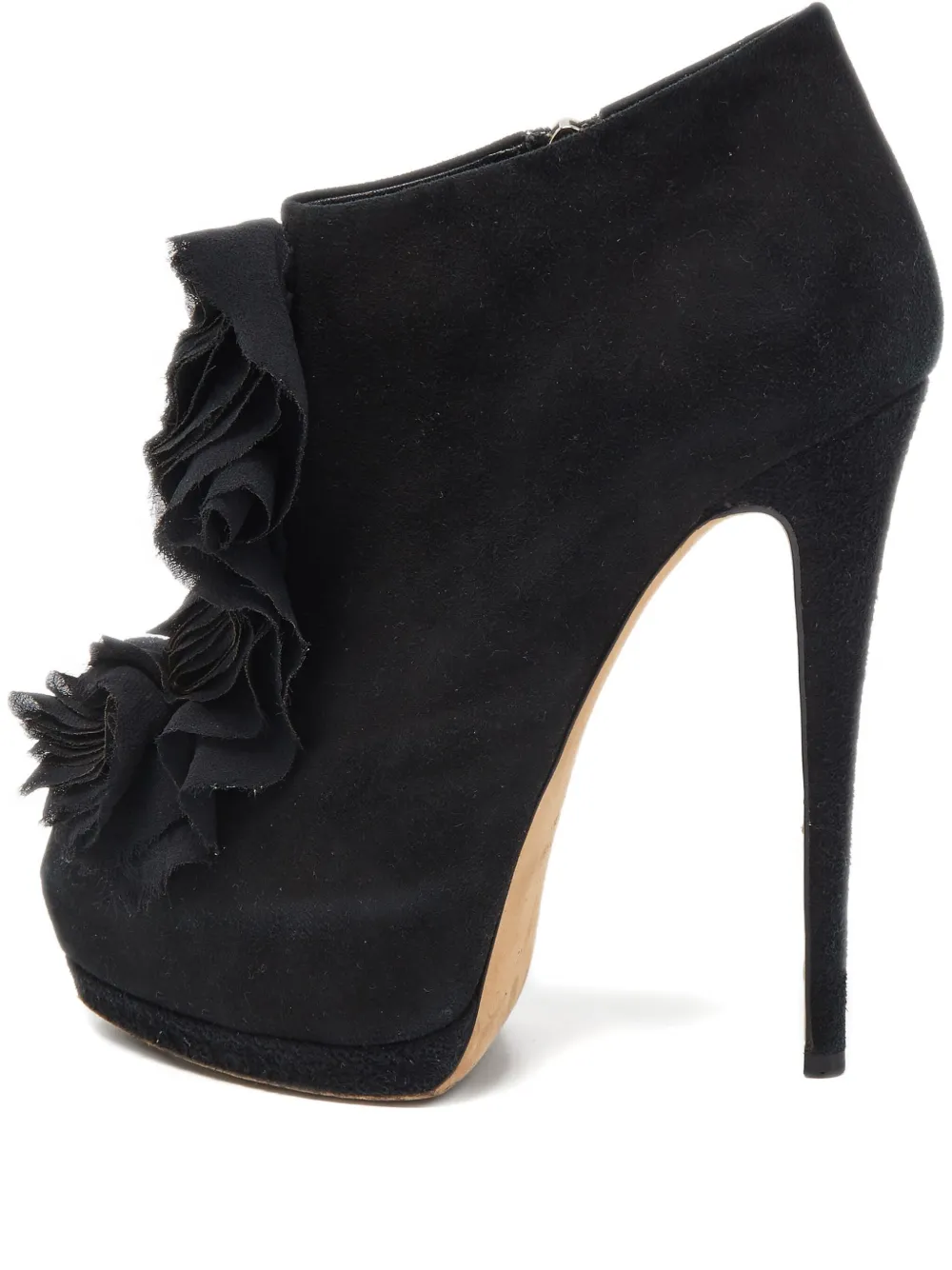 Pre-owned 150mm ruffled platform boots