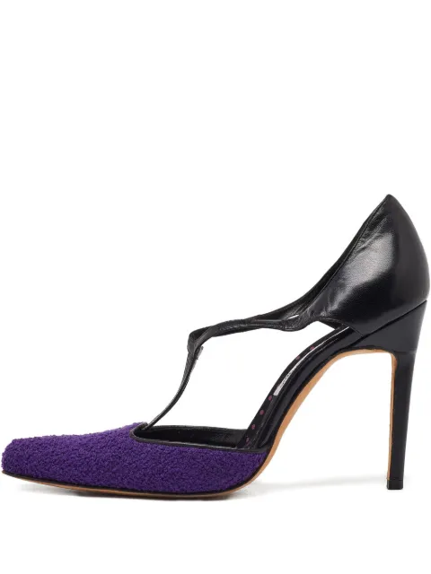Manolo Blahnik pre-owned 110mm t-strap textured pumps