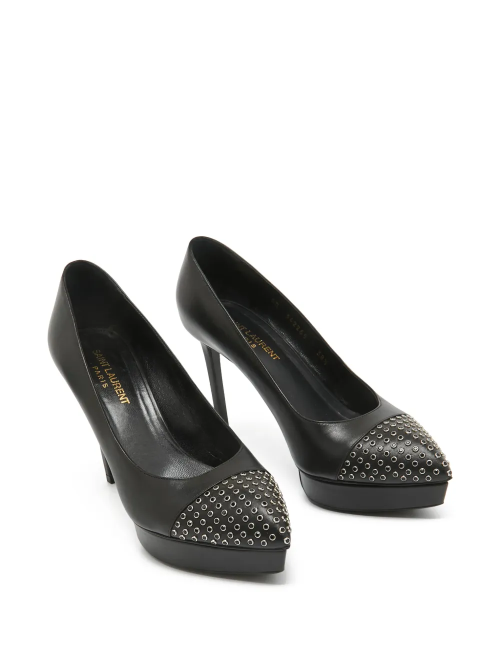 Saint Laurent Pre-Owned 110 mm leren pumps met plateauzool en studs - Zwart