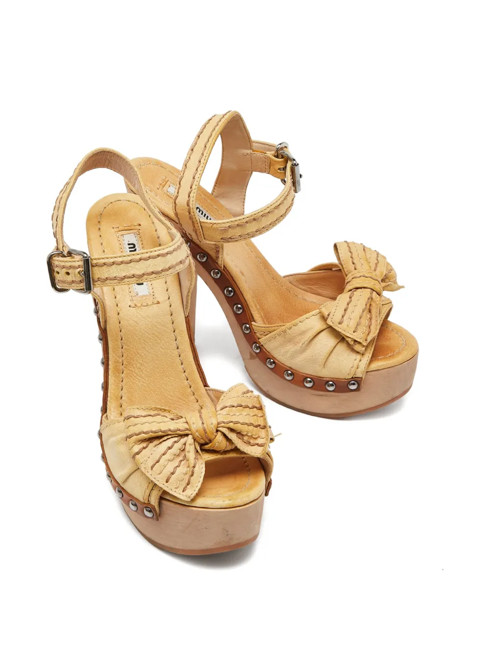 Miu Miu Pre-Owned 130mm bow-embellished platform sandals | Image 2