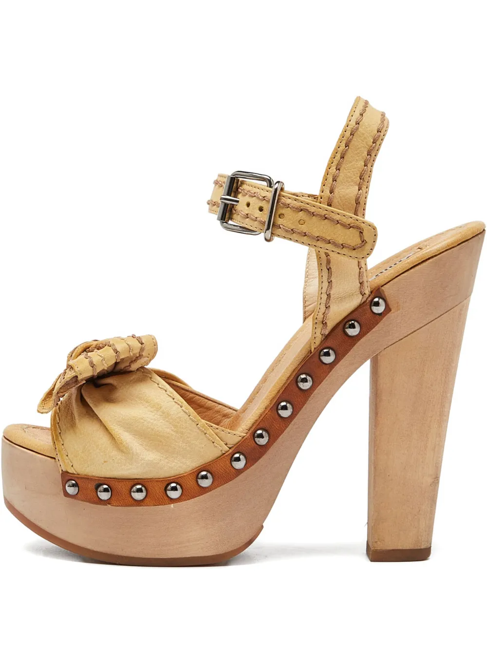 Miu Miu Pre-Owned 130mm bow-embellished platform sandals | Neutrals | Image 1