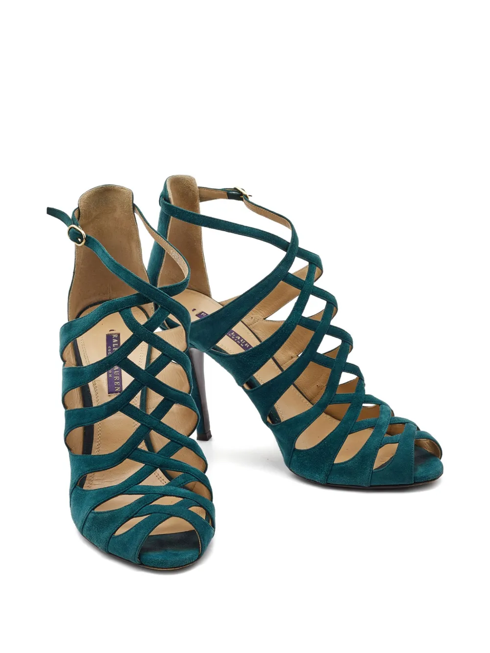 Ralph Lauren Vintage 110 mm leren sandalen met hak - Groen