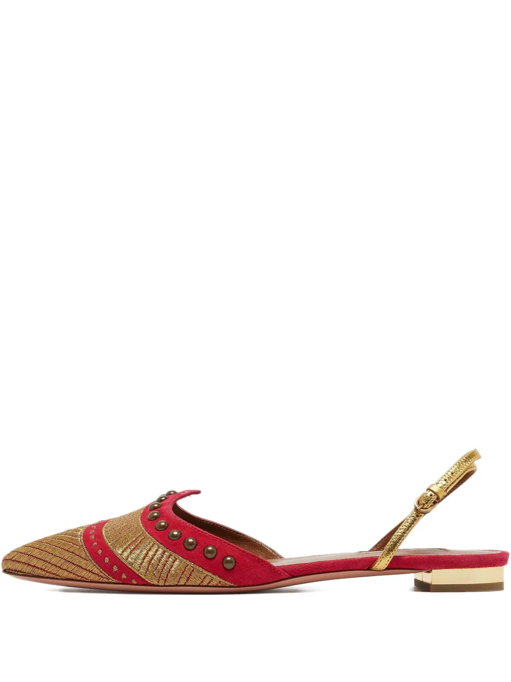 Aquazzura Pre-owned metallic-embroidered slingback flats | Pink | Image 1