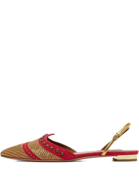 Aquazzura Pre-owned metallic-embroidered slingback flats