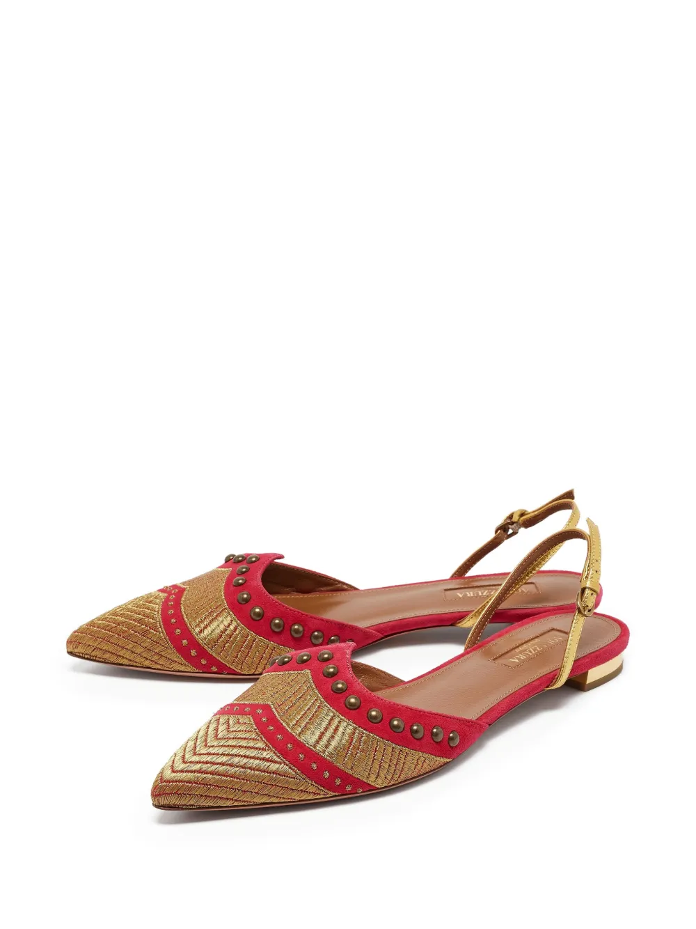 Aquazzura Pre-owned metallic-embroidered slingback flats | Image 2