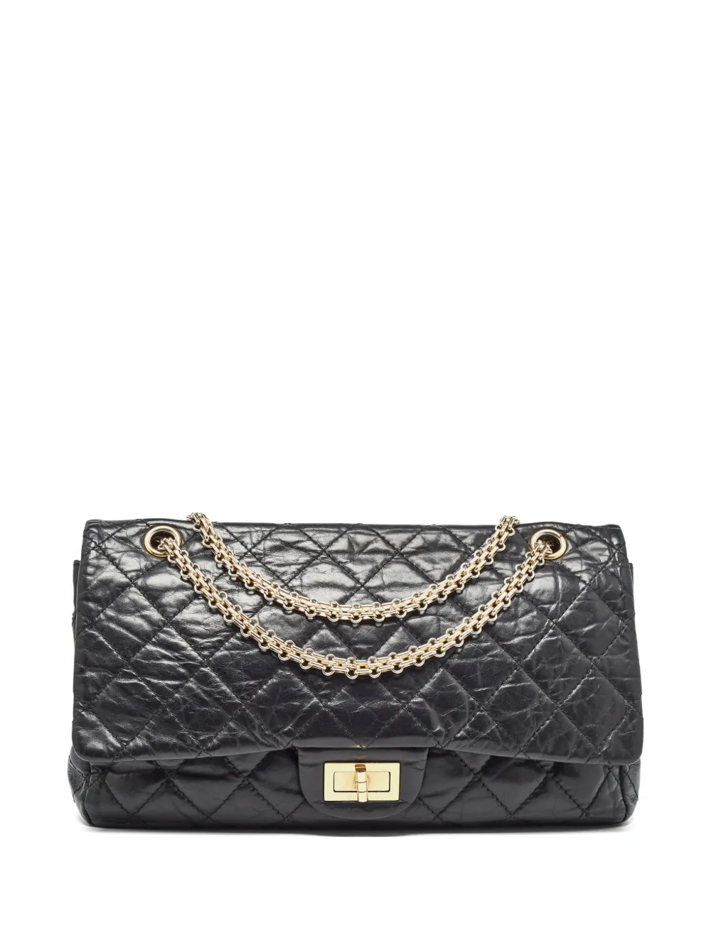 CHANEL Pre-Owned Reissue 2.55 ダブルフラップ 227 ショルダーバッグ - ブラック CHANEL Pre-Owned Reissue 2.55 ダブルフラップ 227 ショルダーバッグ - ブラック