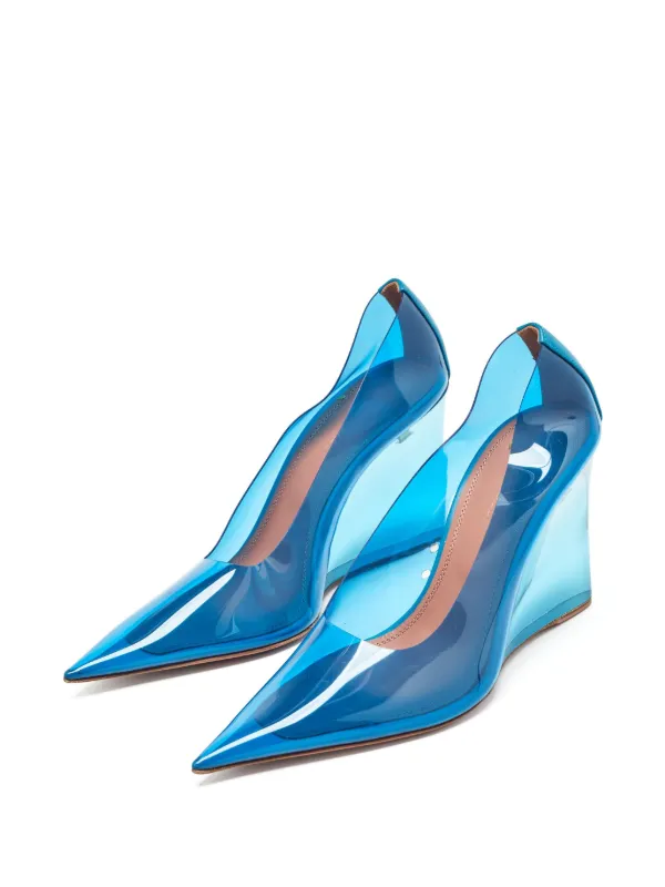 Amina Muaddi Escarpins Compensés à Design Transparent 95 Mm Bleu