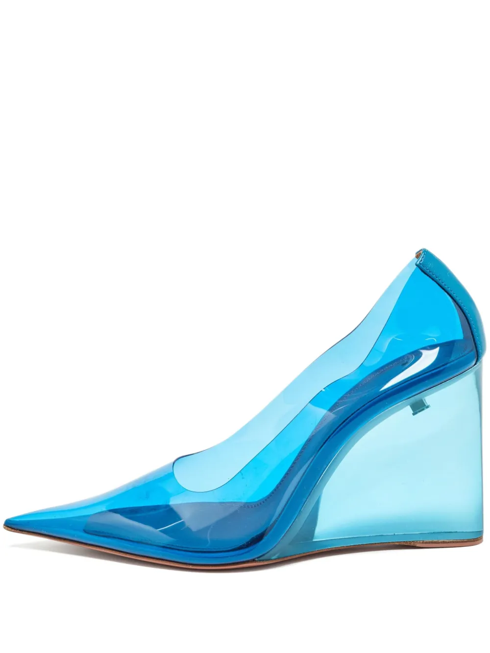 Amina Muaddi 95mm transparent-design wedge pumps | Blue | Image 1