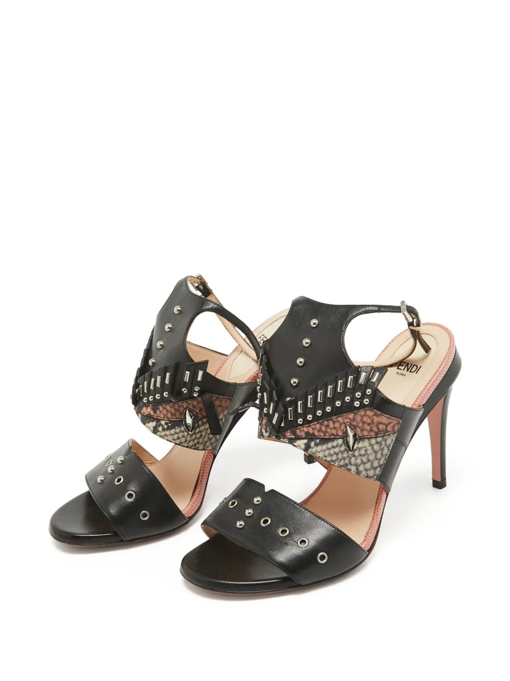 Fendi Pre-Owned Sandalen met uitgesneden details en hak - Zwart