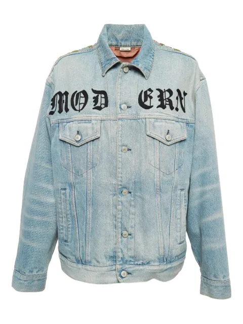 Gucci Pre-Owned floral-embroiderey cotton denim jacket