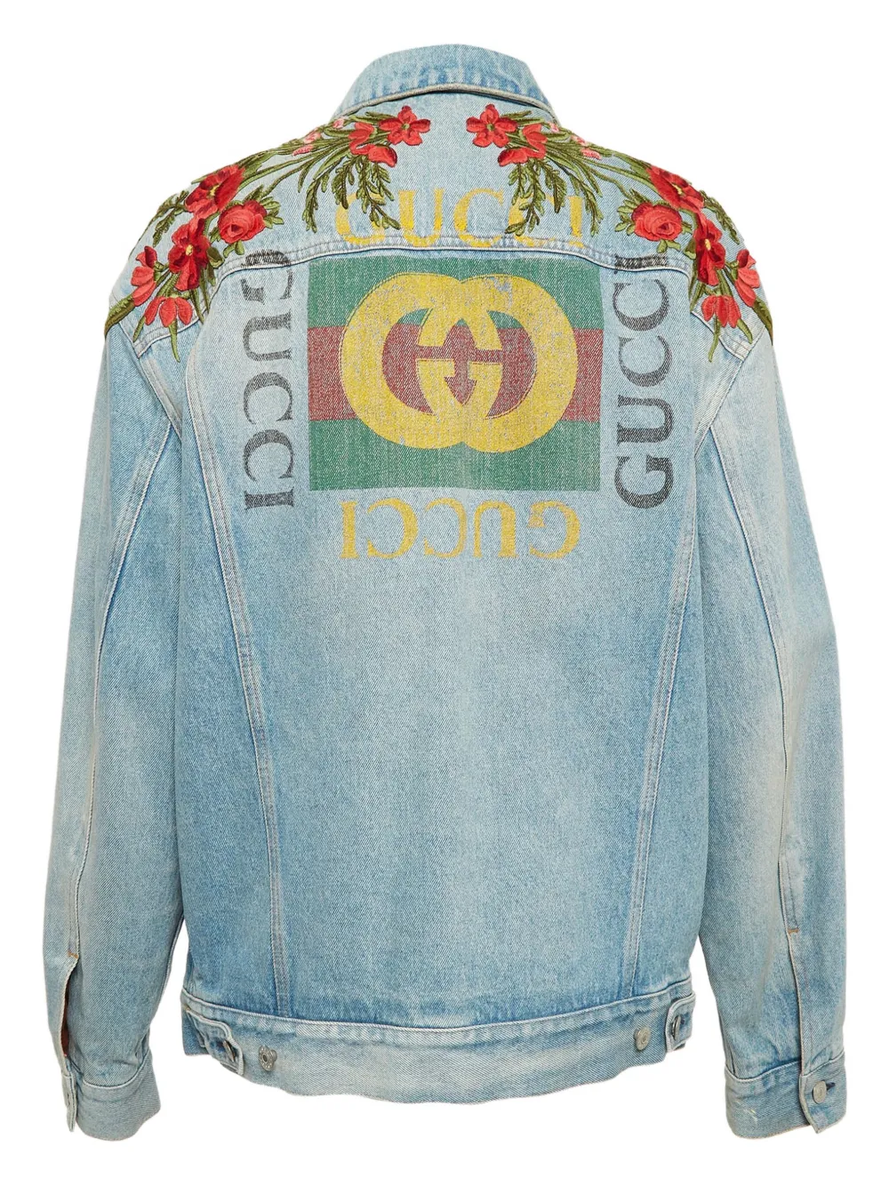 Gucci Pre-Owned floral-embroiderey cotton denim jacket | Denim Jackets | Image 2