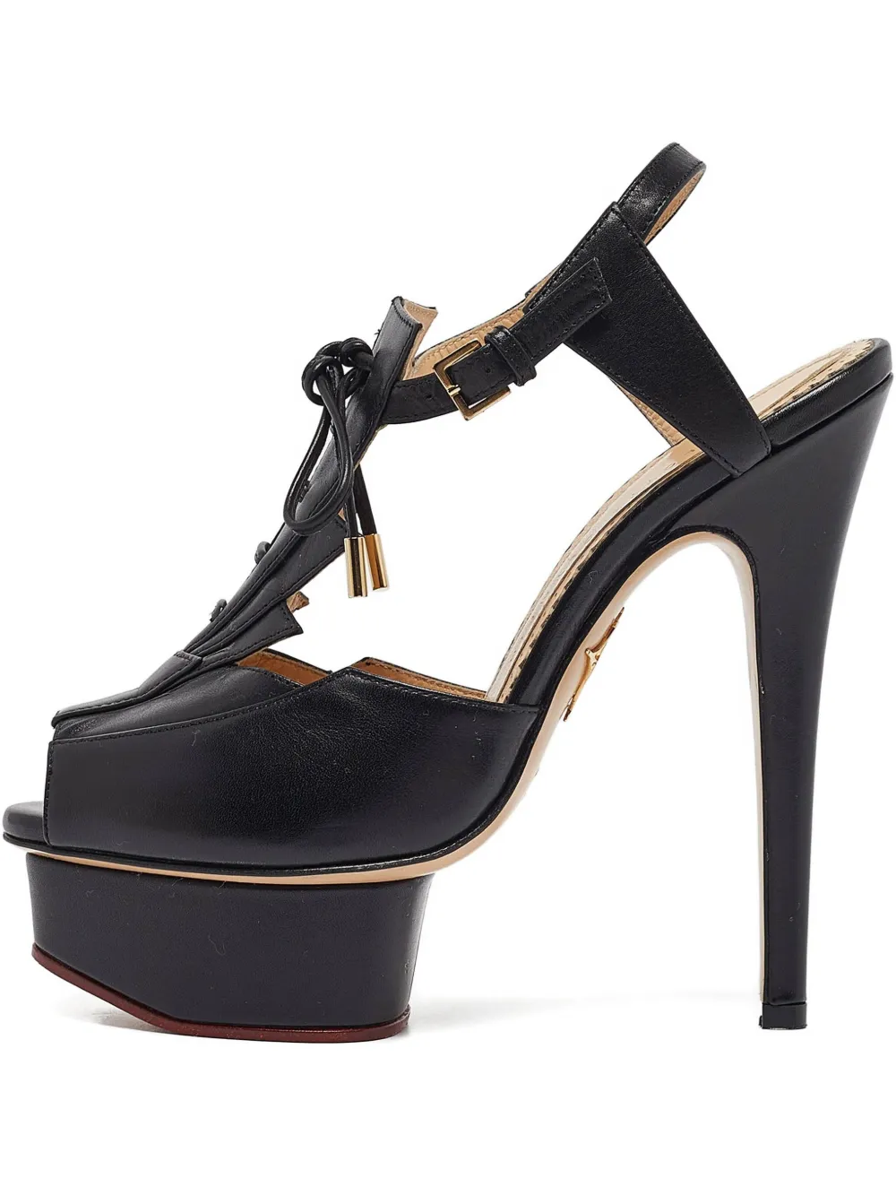 Charlotte Olympia pre-owned 120mm leather platform sandals | Black | Image 1