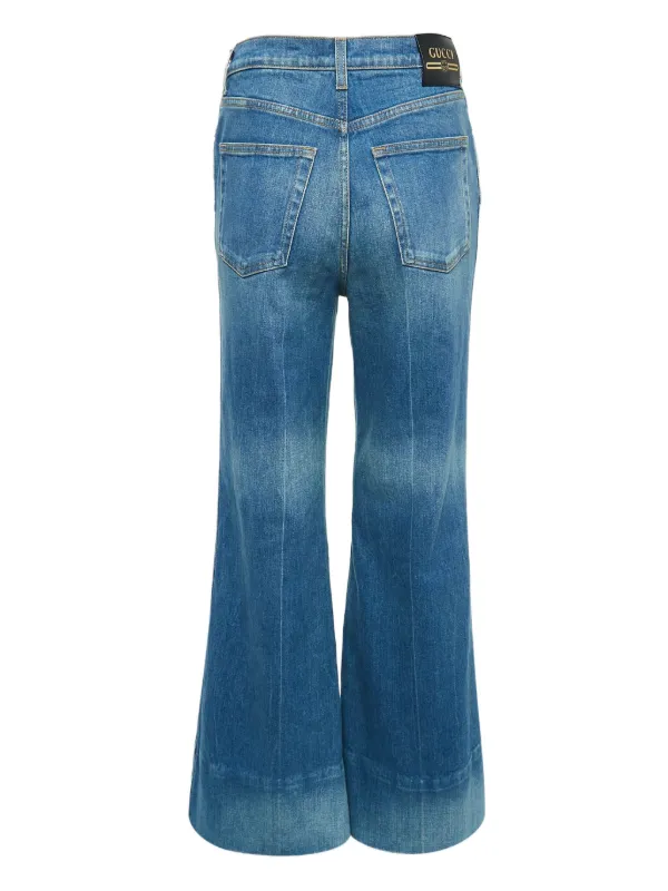 Gucci Pre-Owned logo-patch Flared Jeans | Blue | FARFETCH