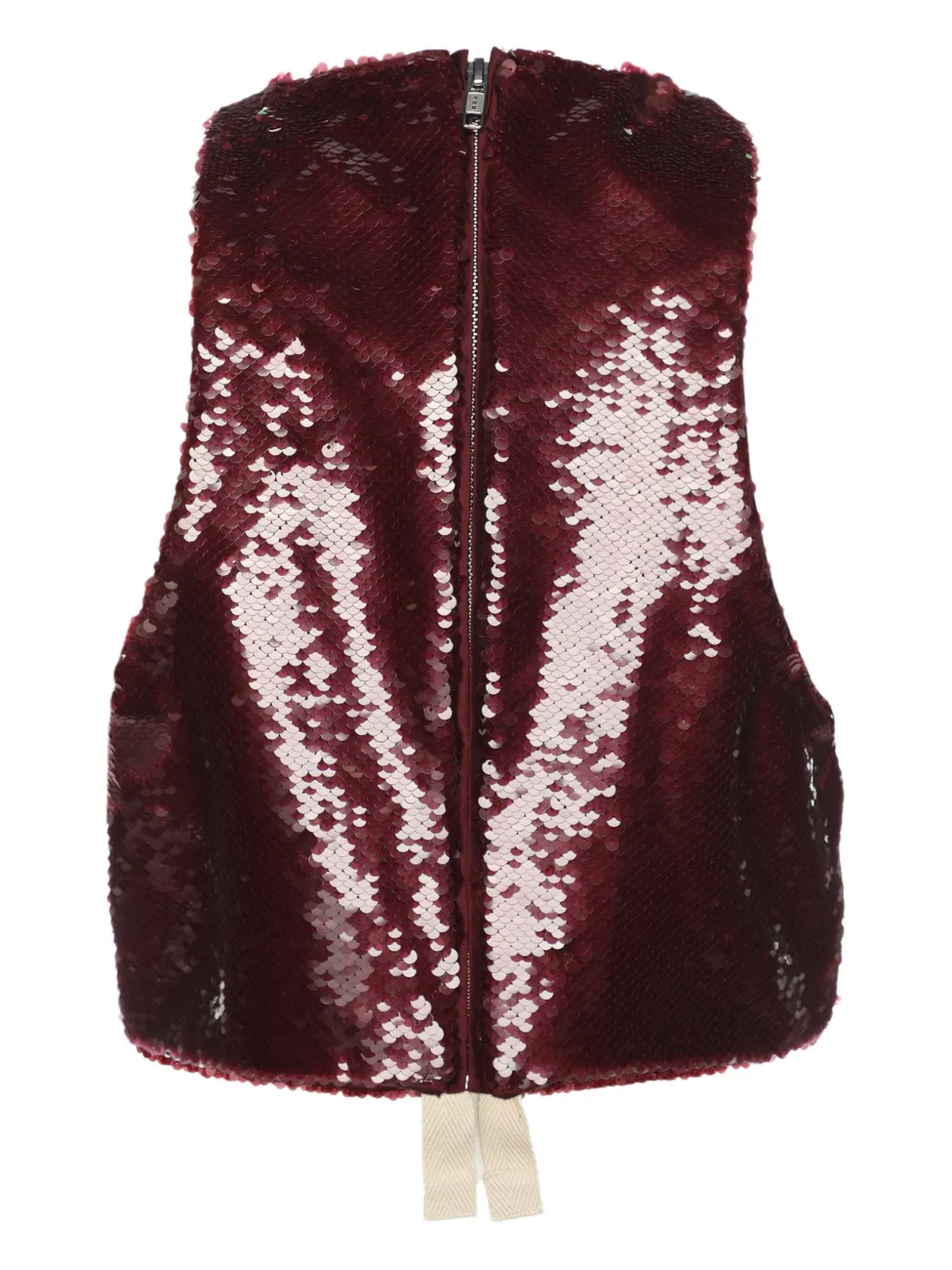 GANNI Top smanicato con paillettes - Rosso