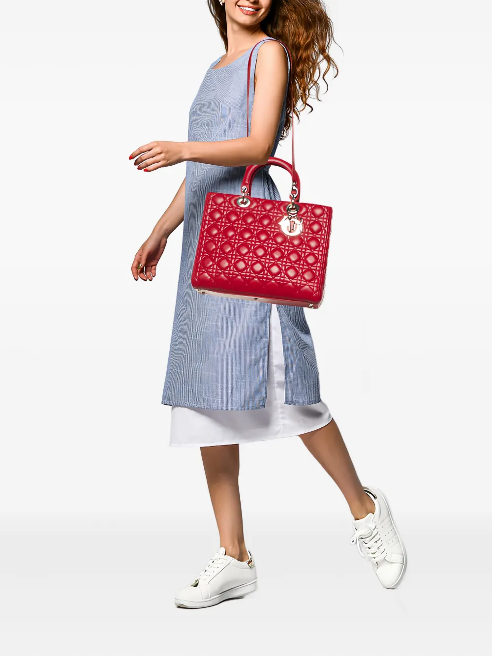 Christian Dior Pre-Owned Lady Dior leather tote bag - レッド Christian Dior Pre-Owned Lady Dior leather tote bag - レッド