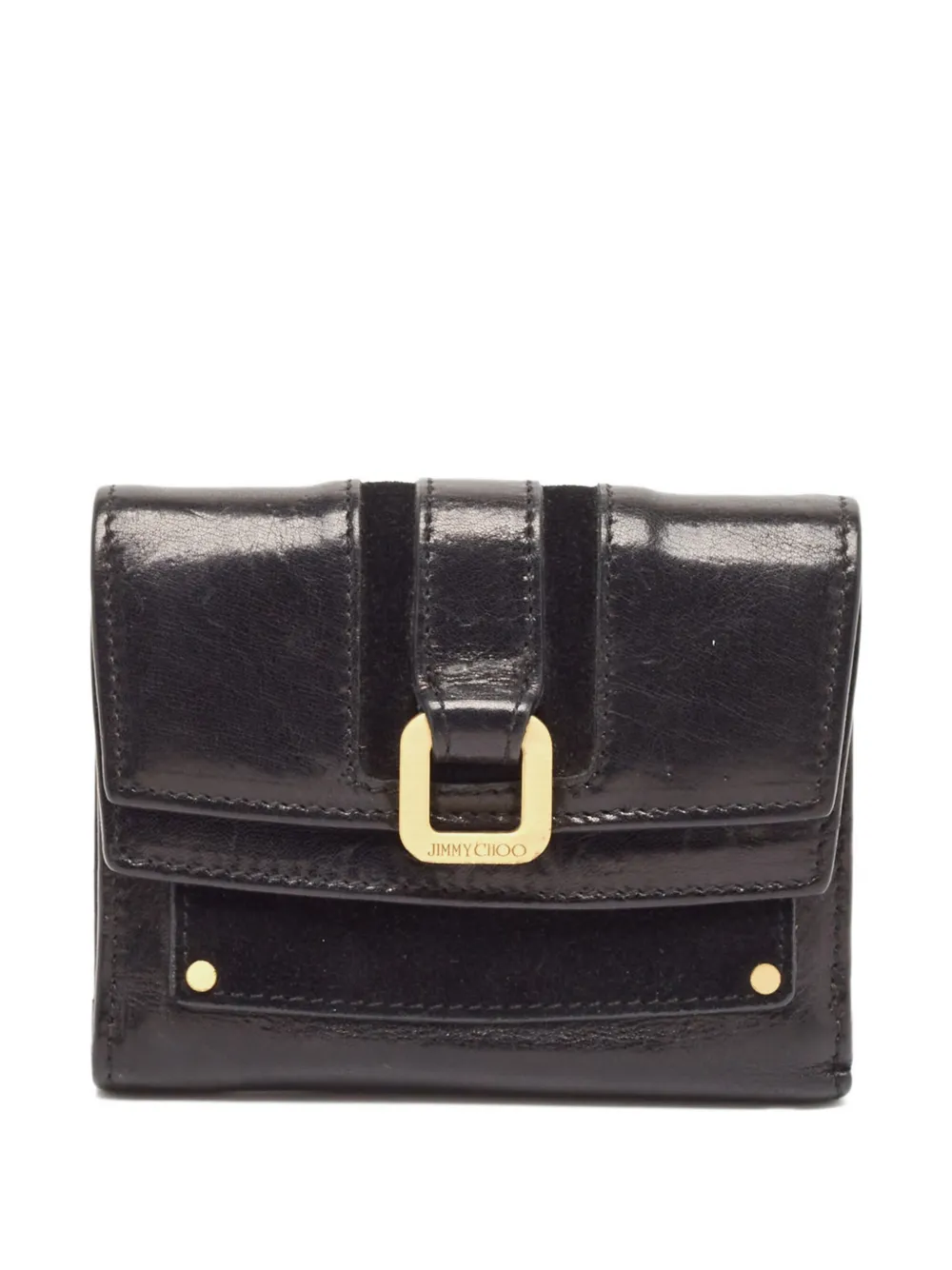 Pre-owned Jimmy Choo Suede Leather Buckle Wallet
