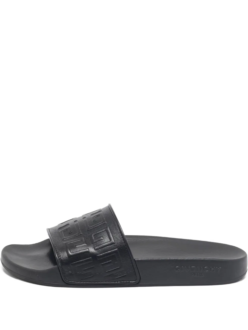 embossed leather slides