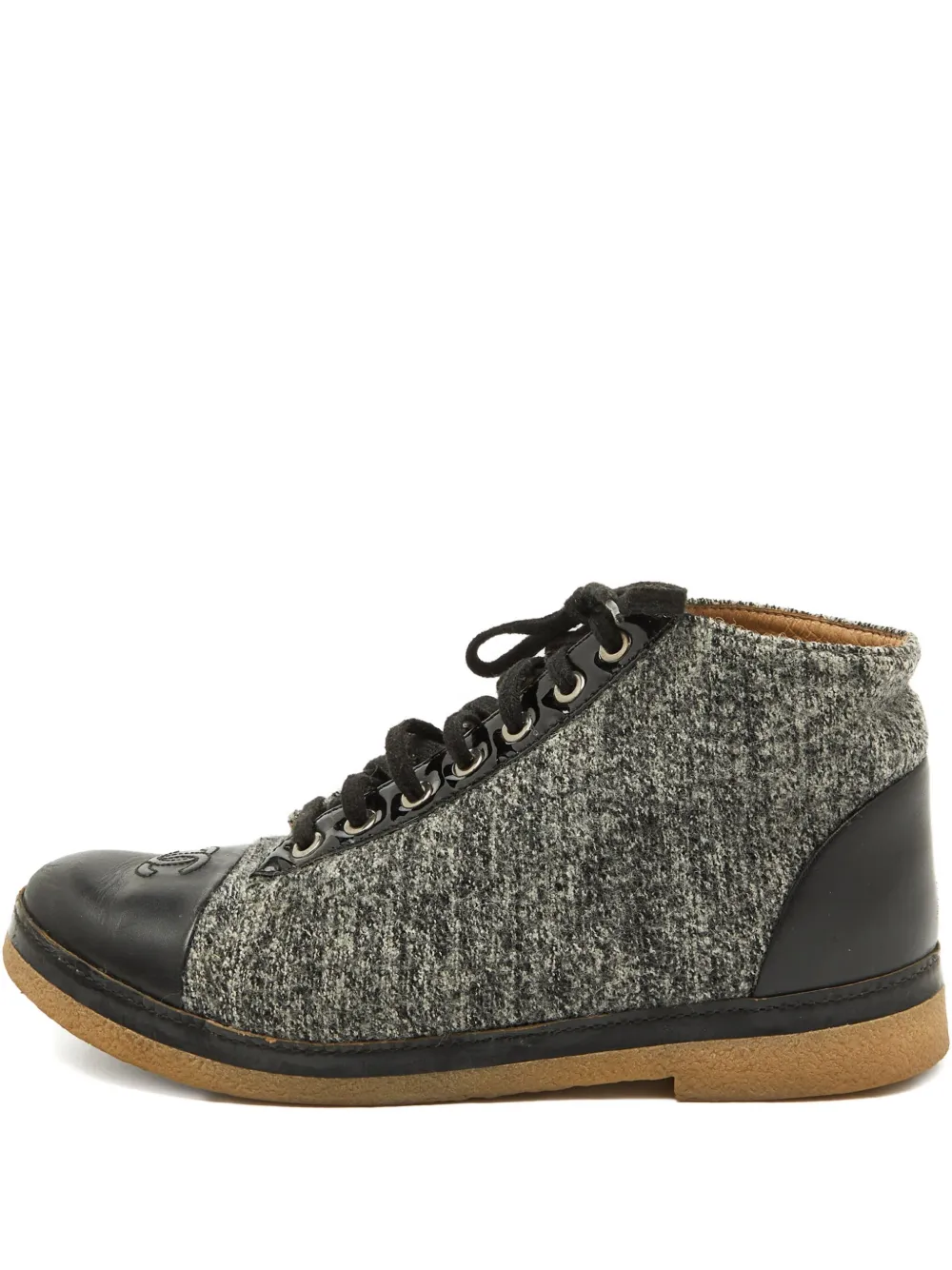 CHANEL Pre-Owned tweed leather sneakers | Grey | Image 1