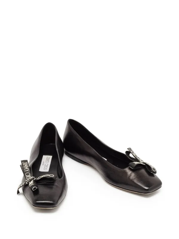 【JIMMY CHOO】送料/関税込 VEDA BALLERINA FLAT SHOES Veda leather ballet flats in black - Jimmy Choo | Mytheresa