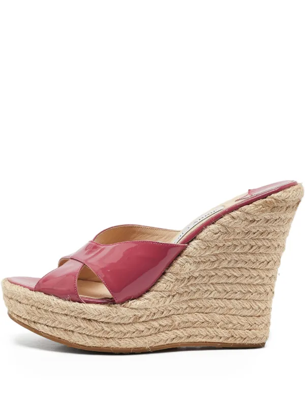 Jimmy Choo Pre-Owned 120mm Phyllis Wedge Sandals Pink