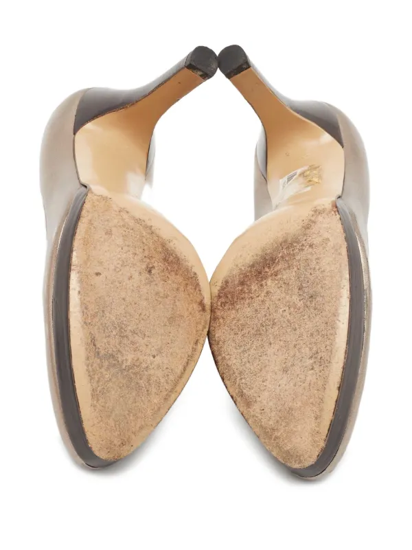 Gucci Pre-Owned メタリックレザー パンプス | シルバートーン