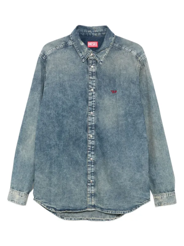 DIESEL　デニムシャツ　ウォッシュデニム　ライトブルー　麻混　サイズS 正規 品ファッション - DIESEL デニムシャツ ウォッシュデニム