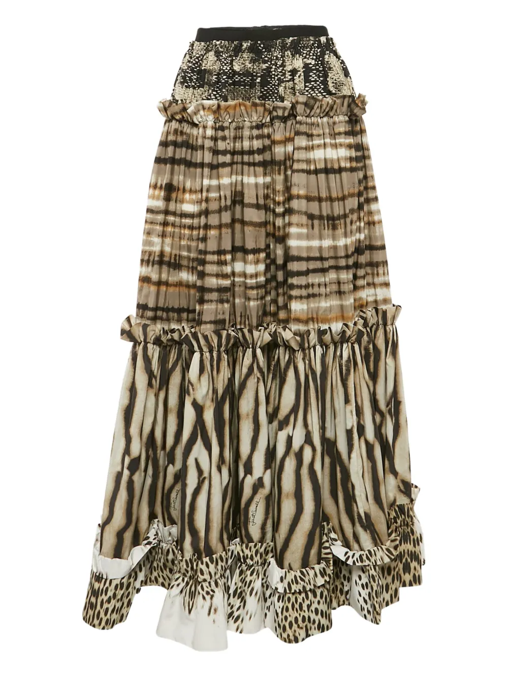 Just Cavalli Vintage pre-owned animal-print ruffled skirt | Neutrals | Image 1