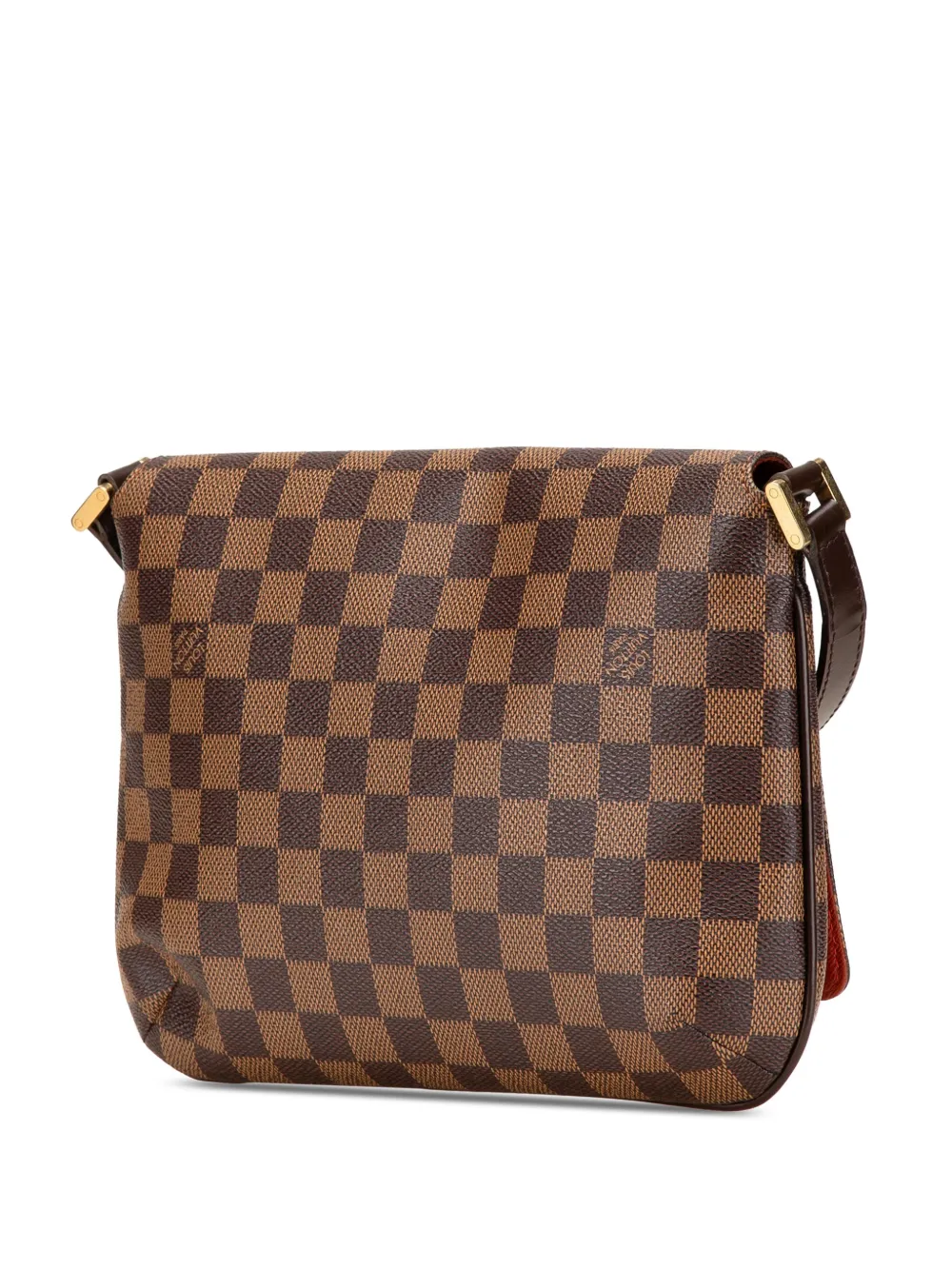 Pre-owned Louis Vuitton 2005 Damier Ebene Musette Tango Long Strap Crossbody Bag In Brown