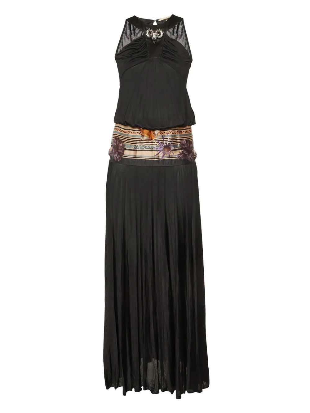 Pre-owned pleated halterneck maxi dress