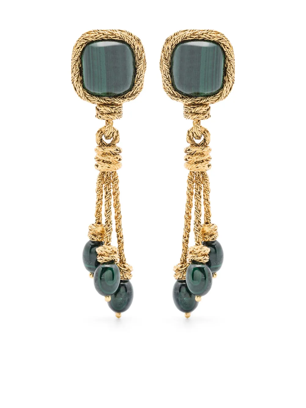 Aurelie Bidermann Miki Malachite Clip Earrings