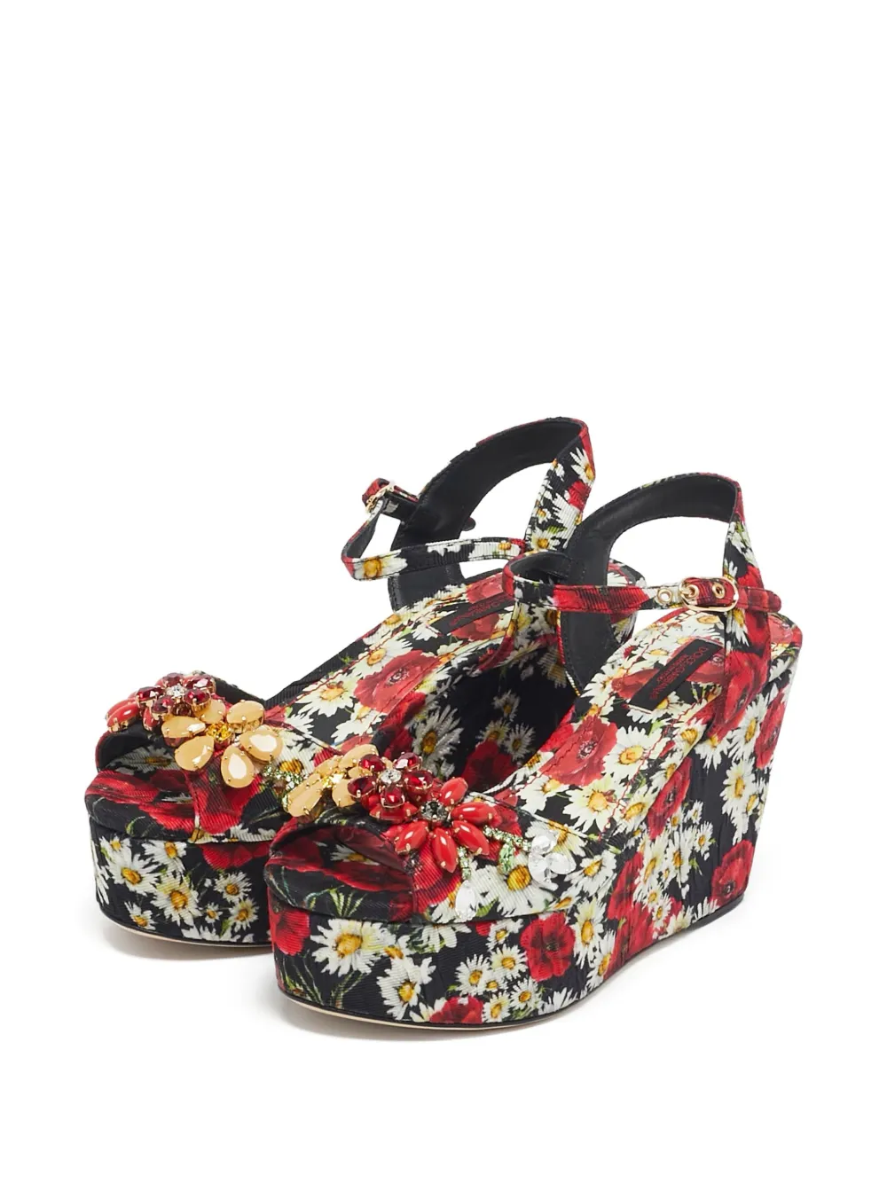 Dolce & Gabbana Pre-Owned 90mm floral-print platform wedge sandals | Image 2