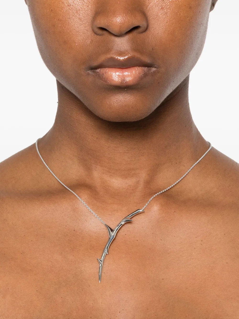 Shaun Leane Rose Thorn Single Drop Pendant Necklace In Metallic