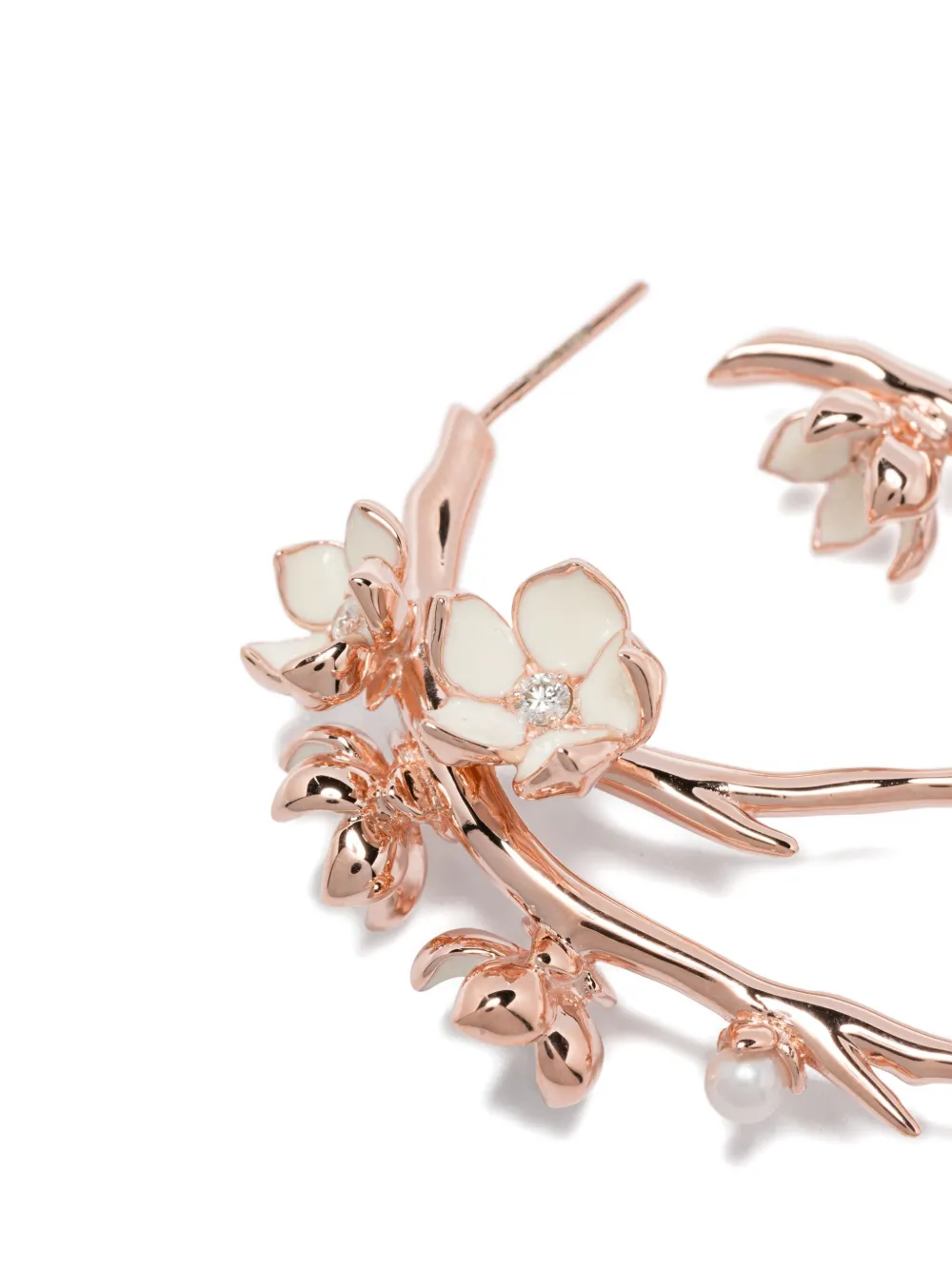 Shaun Leane Cherry Blossom Diamond Hoop Earrings In Gold