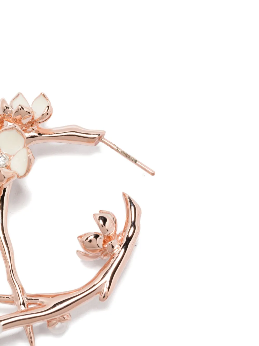 Shaun Leane Cherry Blossom Diamond Hoop Earrings In Gold