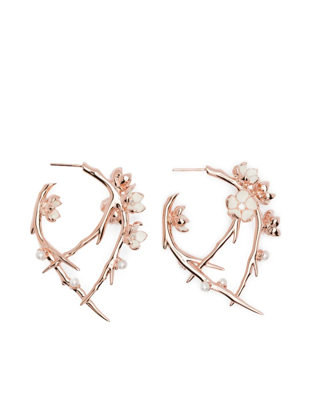 Shaun Leane cherry blossom diamond hoop earrings - ピンク Shaun Leane cherry blossom diamond hoop earrings - ピンク