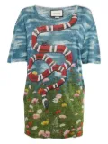 Gucci Pre-Owned 2024 snake floral linen top - Blue