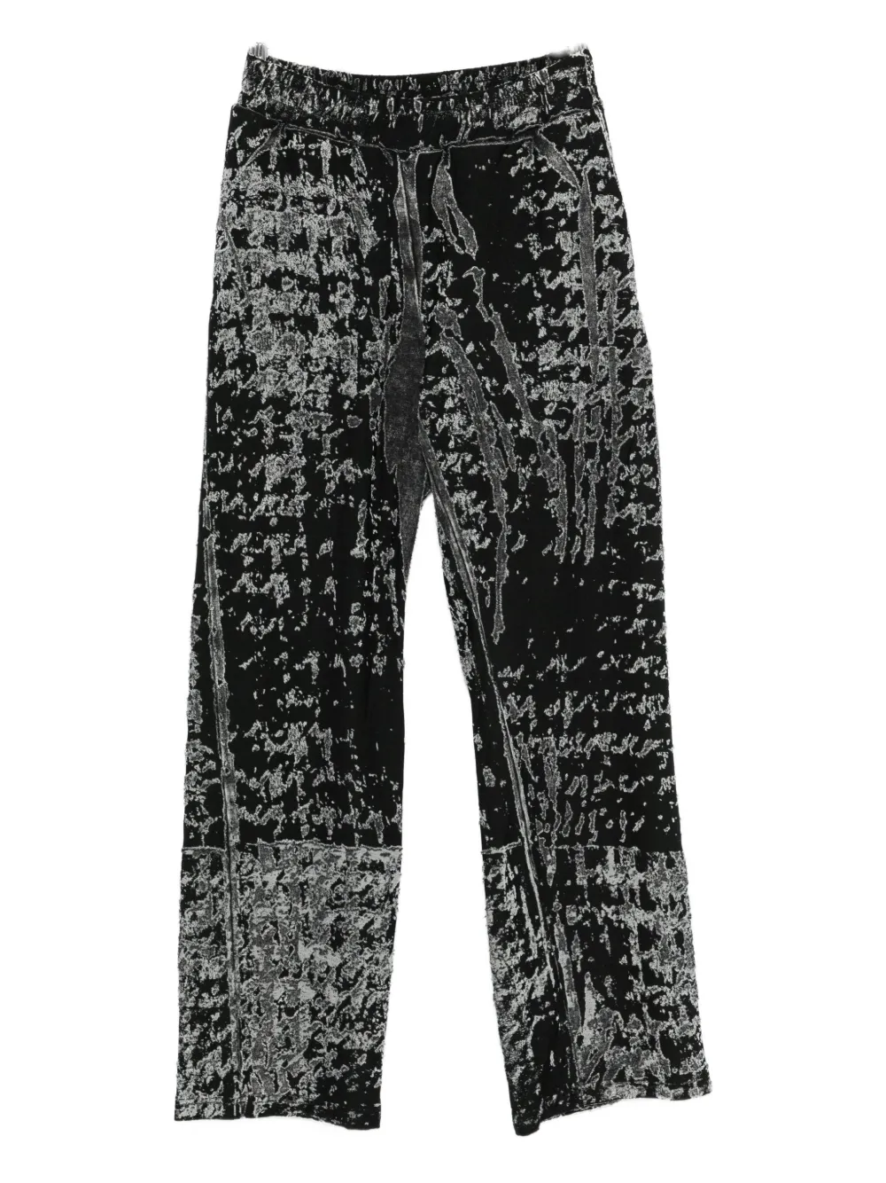 Diesel Wide Leg Velvet Trousers With Side Pockets In Black
