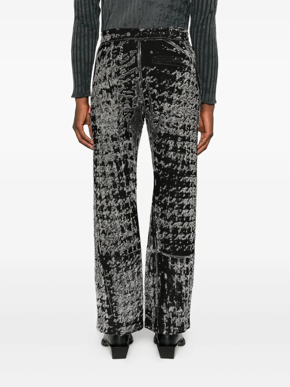 Diesel Wide Leg Velvet Trousers With Side Pockets In Black