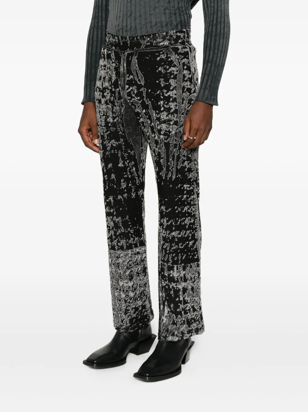 Diesel Wide Leg Velvet Trousers With Side Pockets In Black