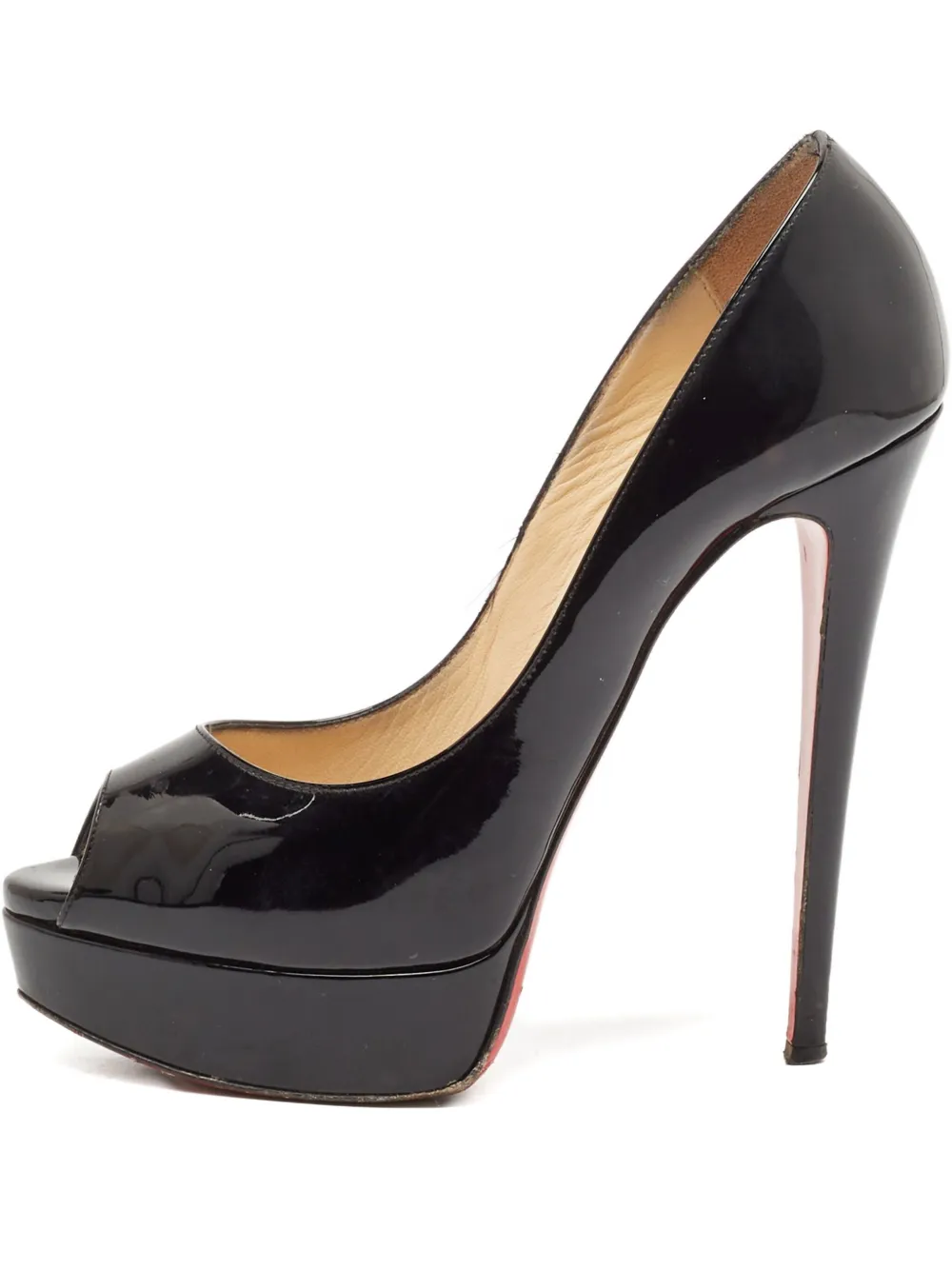 Christian Louboutin Pre-Owned エナメルレザーピープトゥパンプス - ブラック Christian Louboutin Pre-Owned エナメルレザーピープトゥパンプス - ブラック