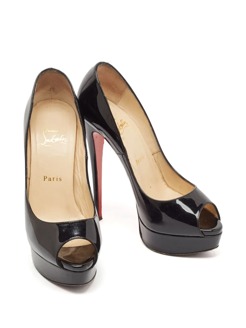 Christian Louboutin Pre-Owned Lakleren pumps met open neus - Zwart