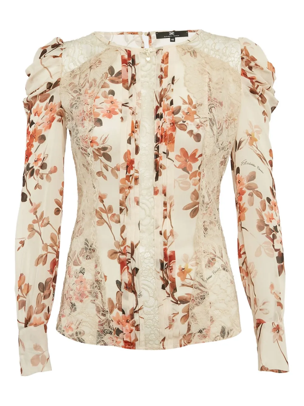Elisabetta Franchi 2024 floral lace-embellished blouse | White | Image 1